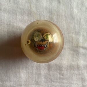 Vintage Clear Yellow Bouncy Ball with Monster Face - Kids Toys